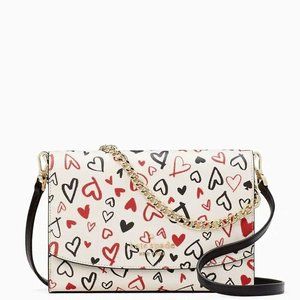 Kate Spade Staci Scribble Hearts Pattern Carson Convertible Crossbody